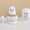 5Pcs/Set Girls Russian Doll Wood Puppy Nesting Dolls Penguin Wooden Stacking Dolls  Kids