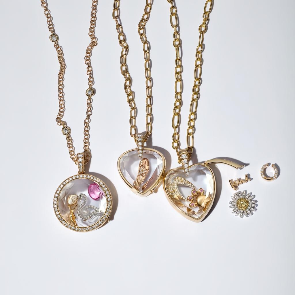 Hot Sale Transparent Glass Hollow Box Square Necklace DIY Accessories Zircon December Love Animal