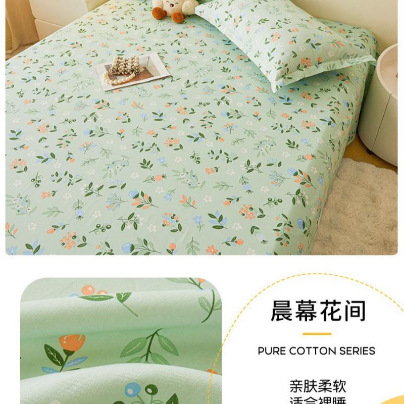 100% Cotton Single Bed Sheet Set Lightweight Breathable Student Dorm Bedding With Pillowcase Stripe