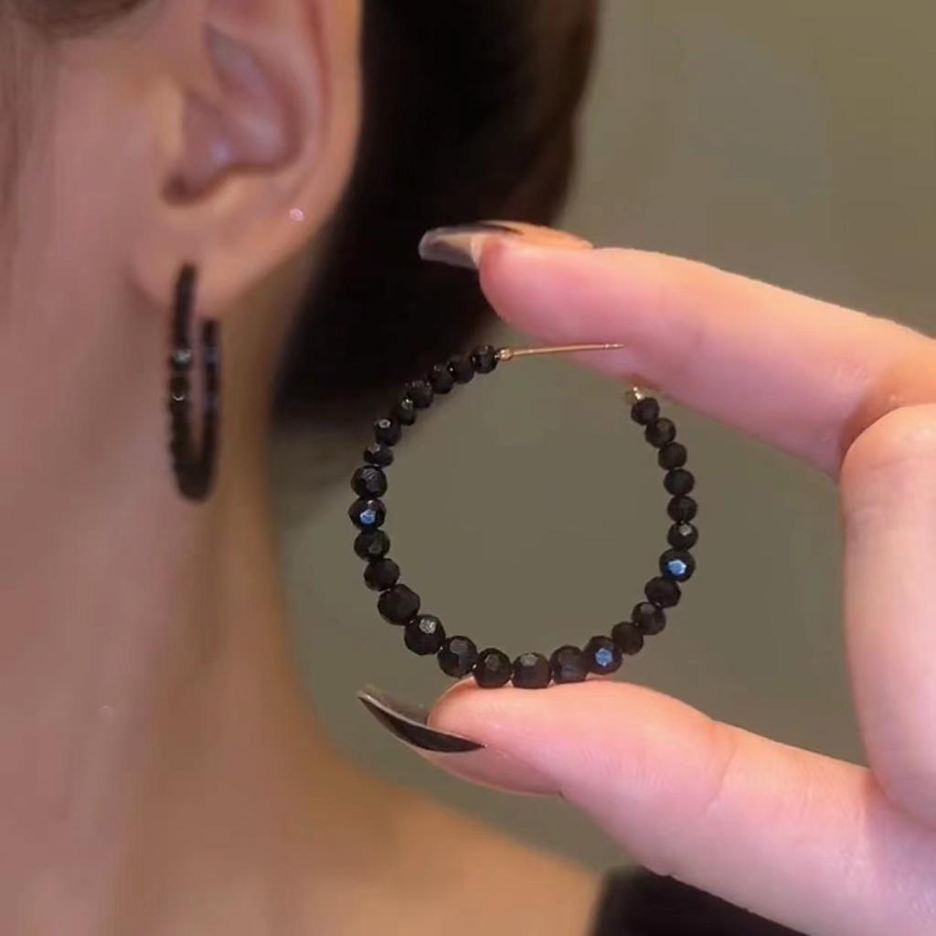 New Vintage Black Crystal Drop Earrings for Women Luxury Design Elegant Rhinestone Dangle Earring Goth Jewelry Gifts