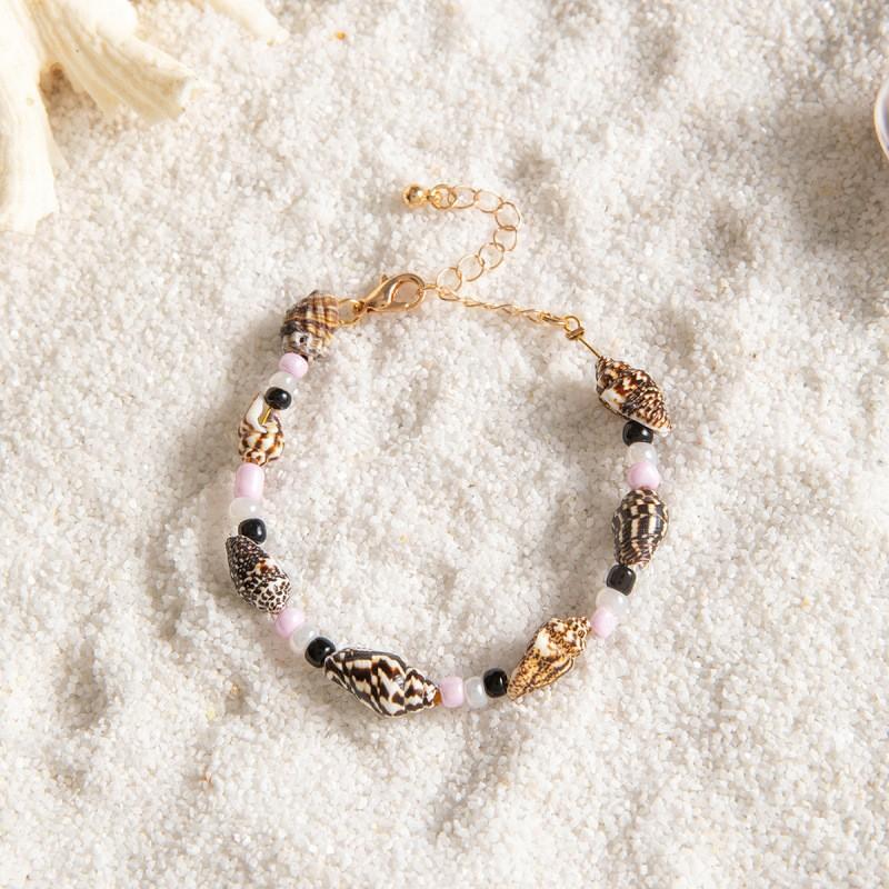 Bohemian Starfish Turtle Elastic Bracelet, Summer Vacation Wind Shell Adjustable Hand Rope Jewelry for Women