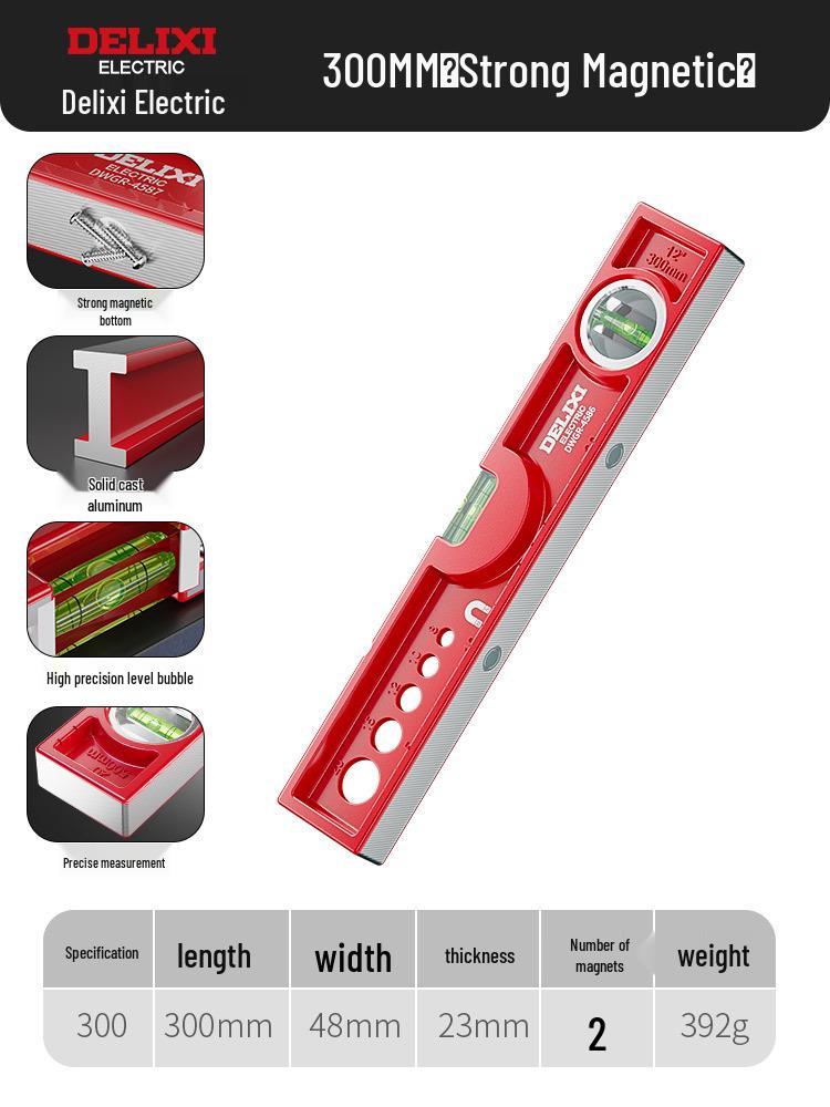 Delixi High Precision Aluminum Spirit Level with Magnet, Small Digital Display Magnetic Ruler
