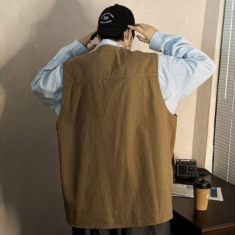 V-Ne Svel Workwear Vest Multi-pocket Sleeveless Jacket Trendy Vest Women