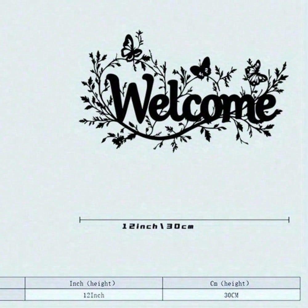 Metal Floral Welcome Sign Wall Art Modern Home Decor Christmas Gift Mural