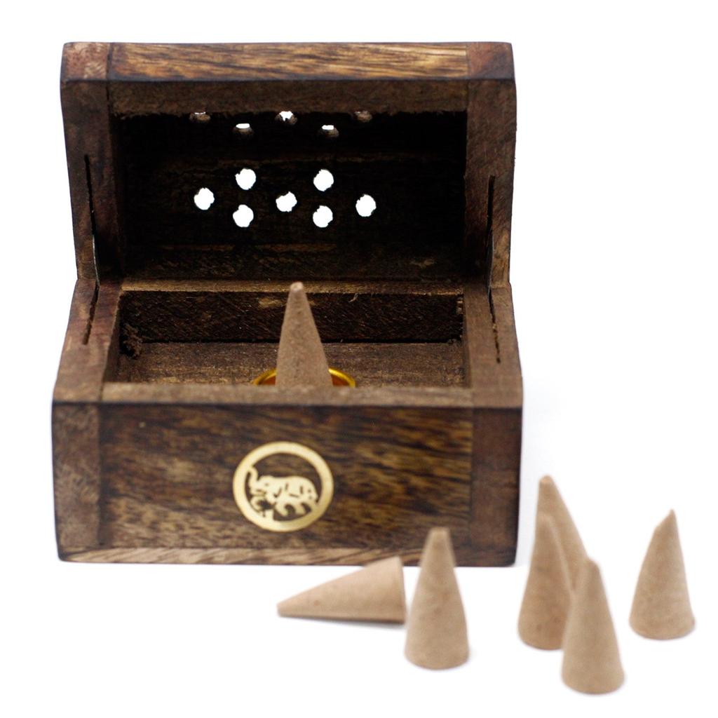 Incense Cone Burner Mini Mango Wood Smoke Box