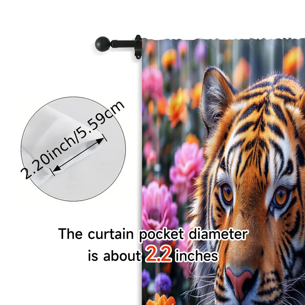 Set Of 2 Curtain Popular Print Tiger Versatile Polyester Without Rod Art Deco Festive Perfect Living Room Bedroom Home Curtains Made Area Window