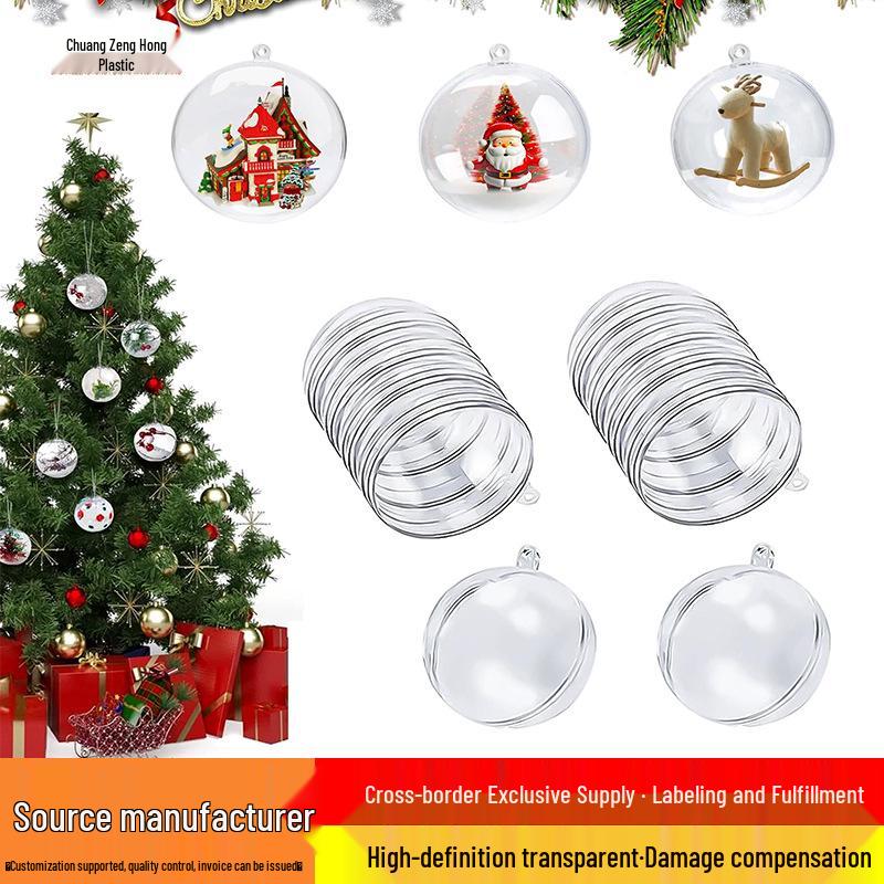 Clear Acrylic Christmas Hanging Decoration: Transparent, Round, Hollow Ball