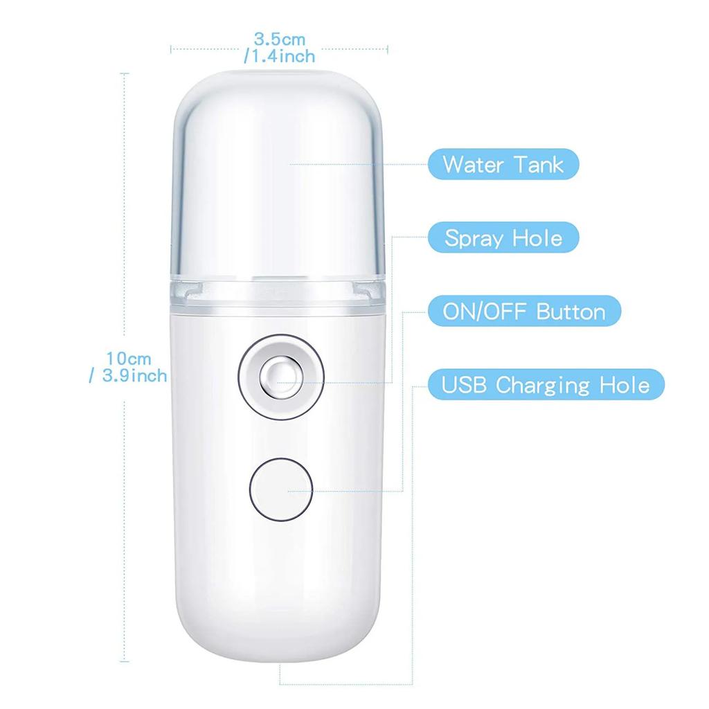 30ml Mini Humidifier Portable Rechargeable Small Facial Steamer Wireless Nano Personal Face Hydrat Sprayer Cool Mist Maker