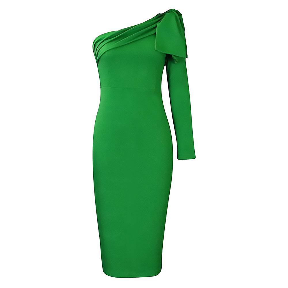Roupas femininas outono e inverno nova moda temperamento slim ombro inclinado vestido sexy