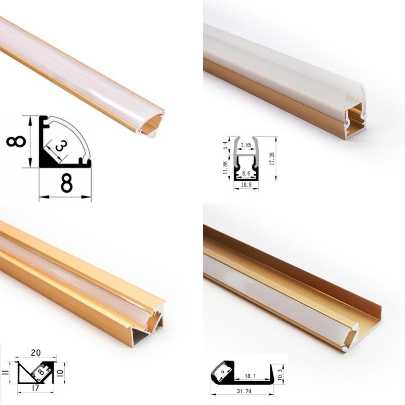 0.5/1m Rose Gold U/W Style LED Aluminum Profile Milky Cover Bar Lamp Cabinet Closet Background Corridor Decor Linear Strip Light