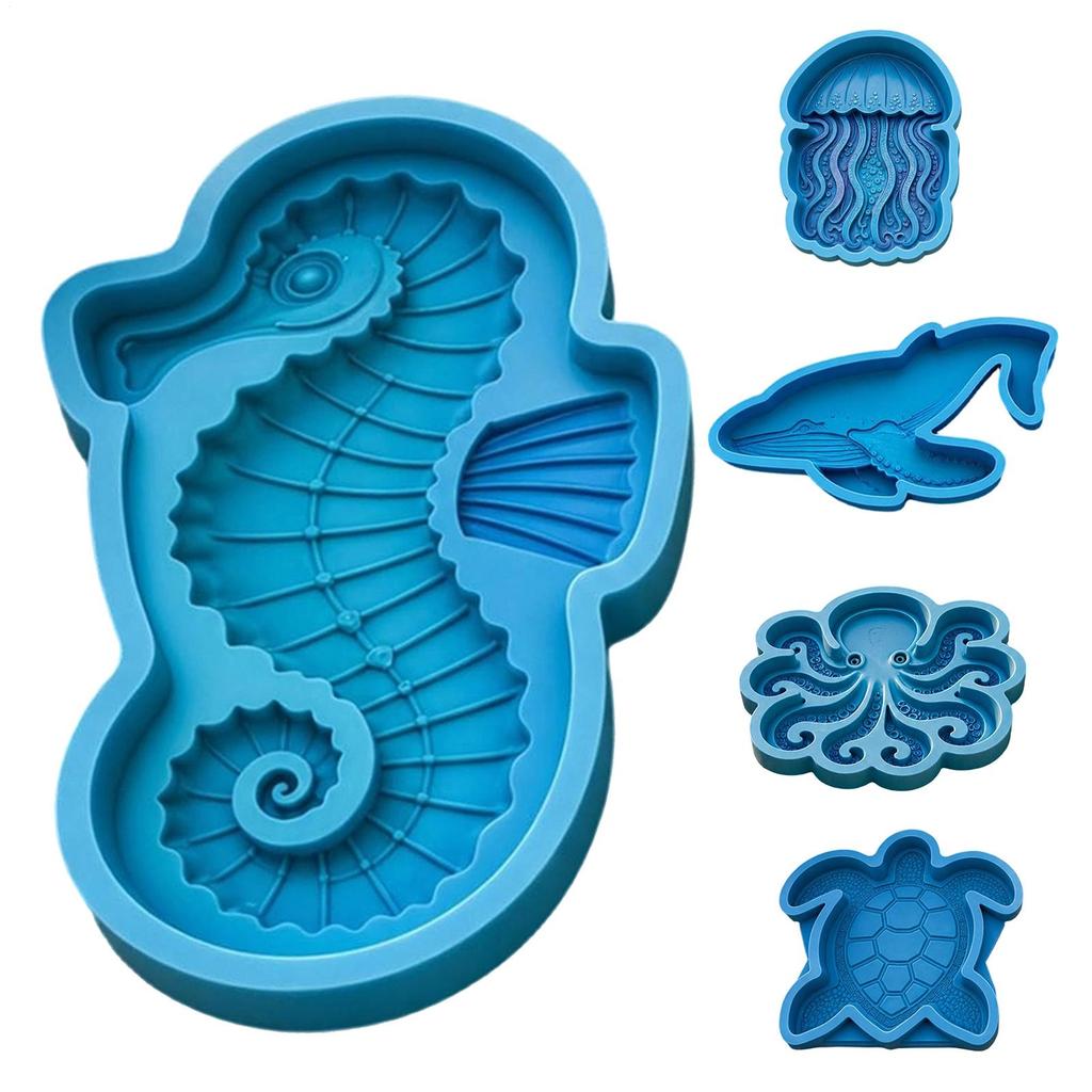 Reusable Ocean Themed Garden Art Mold 15.7" Silicone DIY Sea Theme Mould Decoration Concrete Stepping Stone Molds