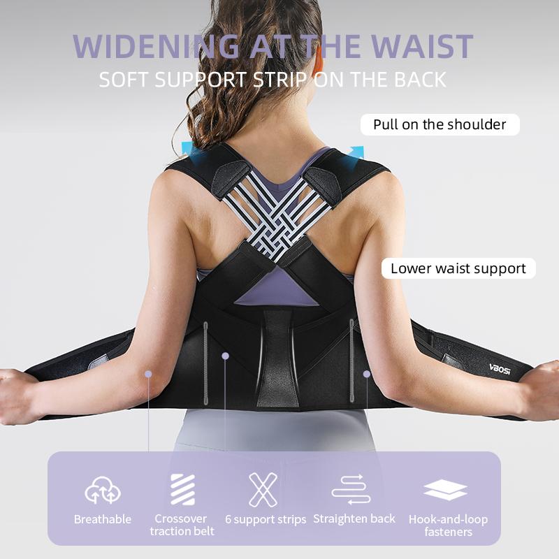 Vbosi Unisex Adjustable Back Support Shoulder Belt Posture Corrector for Sporty Comfort