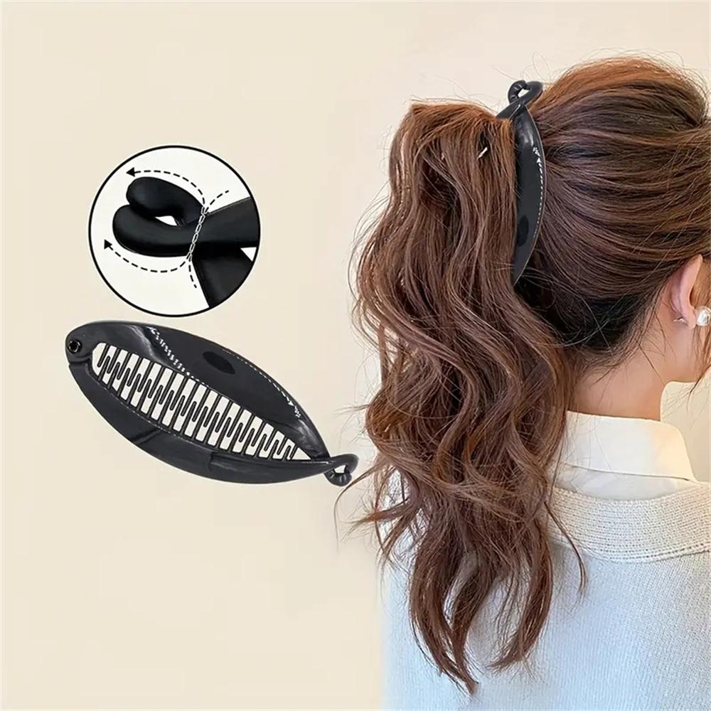 3 Stück/Set Fischform Haarspangen Clips Pferdeschwanzhalter für Frauen Mädchen Bananenclips Krebse Schwarz Haarstyling-Zubehör