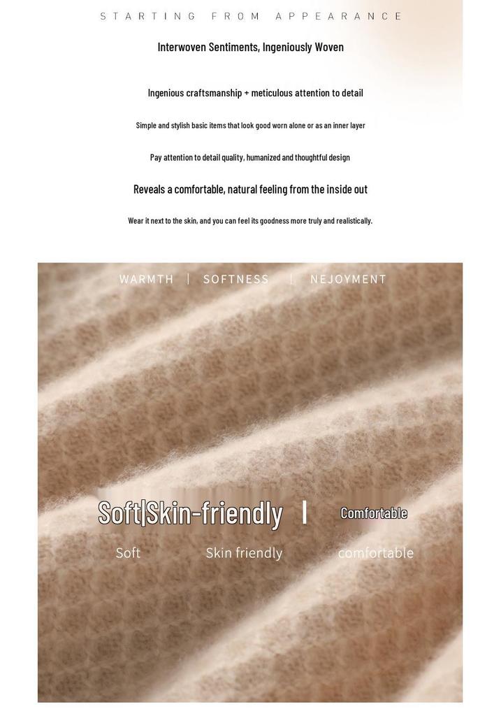 2023 Autumn Women's Cable Knit Sweater, Half-High Collar, Thick Drop Shoulder, Loose Fit, Lazy Style Base Layer