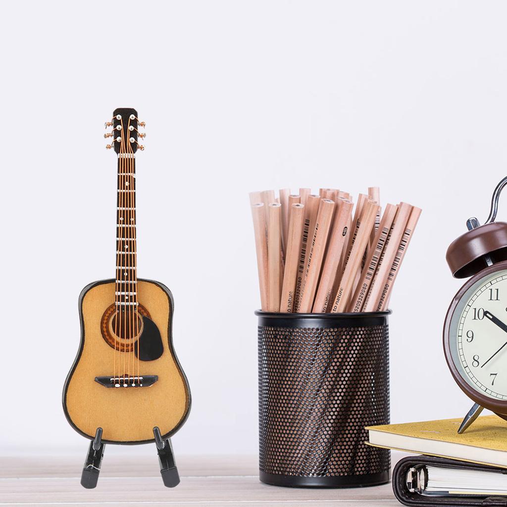 Miniature Wooden Guitar Model Display - Decorative Craft Home Ornaments Mini Guitar Model for Music Lovers And Collectors