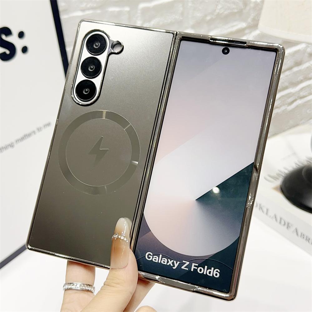 Luxury Plating Matte for Magsafe Magnetic Wireless Charging Phone Case for Samsung Galaxy Z Fold 7 6 5 4 3 Shockproof Back Protect Cover