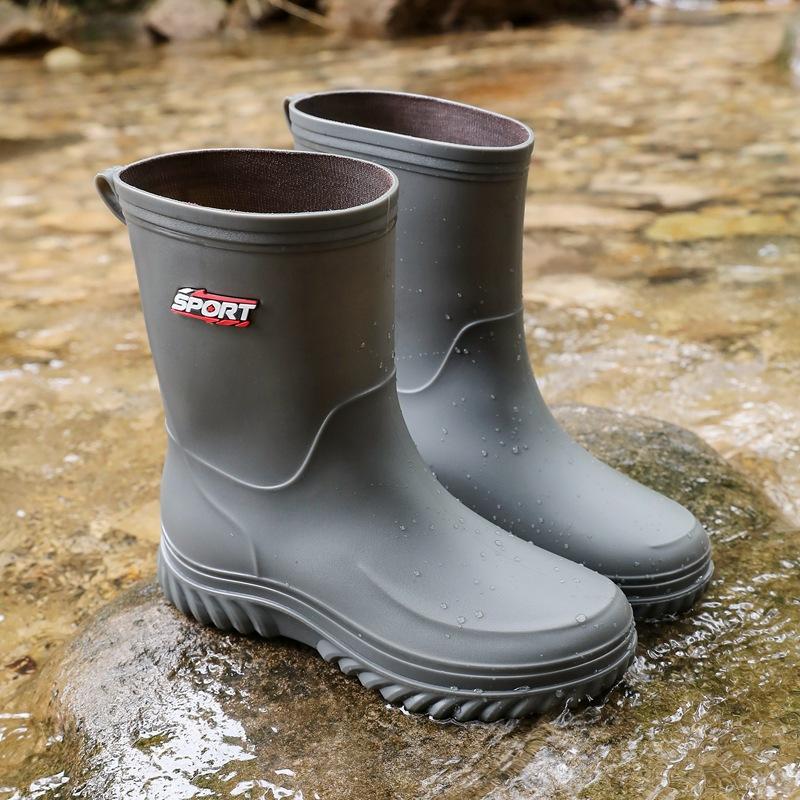 2026 Men s Rain Boots Outdoor Anti-Slip Fishing Boots Autumn Winter Fleece Lined Work Safety Water Shoes PVC Upper Rubber Sole 40