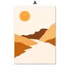 Abstract Geometric Wall Art Canvas Painting Mountain Sun Moon Leaf Poster Orange Prints for Living Room Home Decoration Pictures