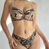 New Women Underwear Set Sexy Lace Flowers Embroidery Brassiere Romantic Underwire Push Up Bra Set Thin Cup Intimates Lingerie