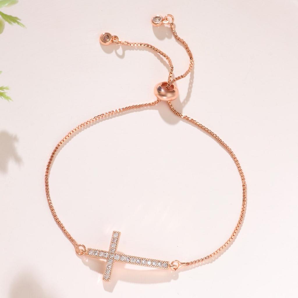 High quality fashion diamond cross bracelet female personality temperament full diamond pull-out bracelet Internet celebrity bracelet wholesale