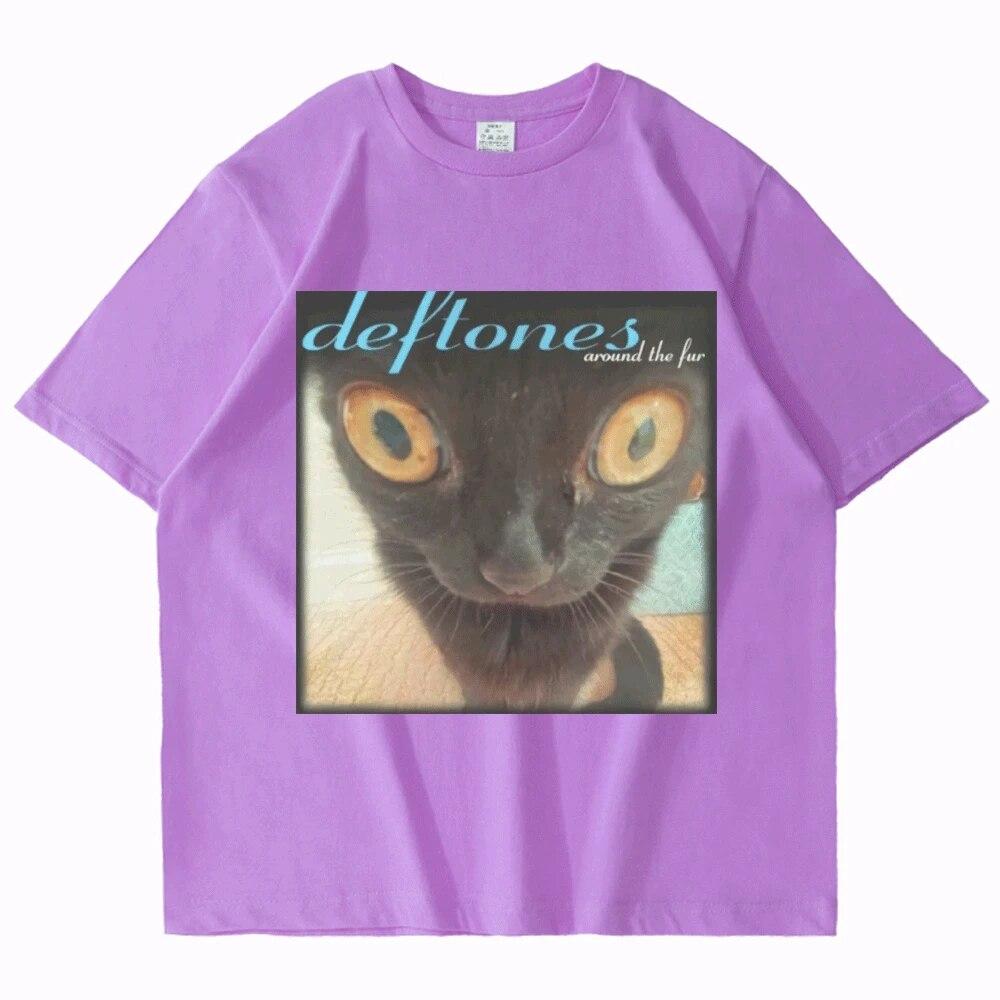 Deftones Around The Fur T-shirt unisex da donna Street Hip-hop Harajuku oversize maniche corte T-shirt in cotone nero alla moda