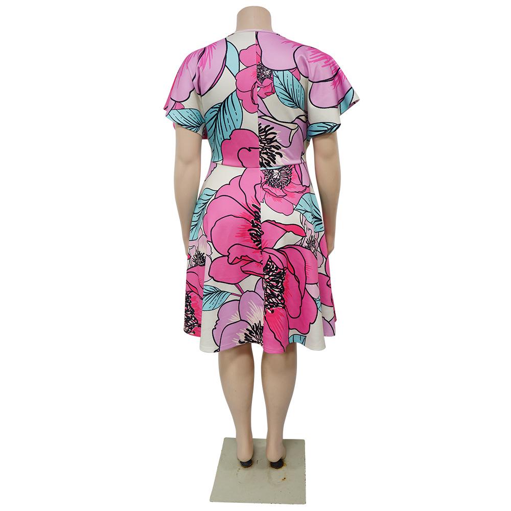 N7978 Spring/Summer European & American Women's Plus Size Slimming Dress - Elegant & Chic