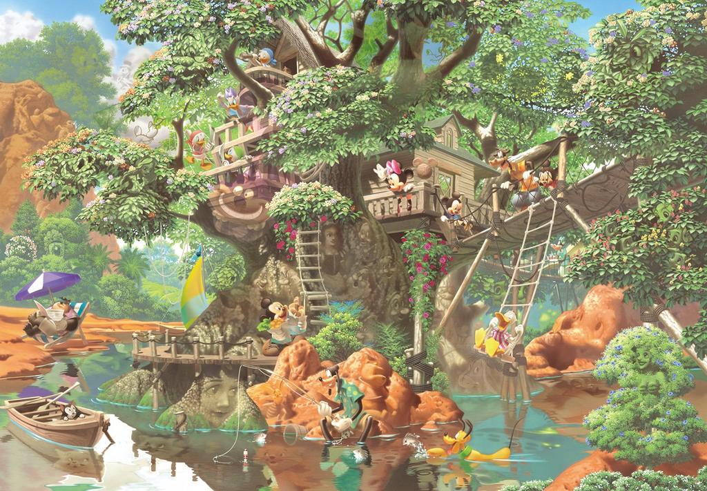 Tenyo In 1000 Piece Jigsaw Puzzle Disney Mysterious Forest Tree House Comes with Glue and Spatula Service Card Included [Made Japan] (51x73.5cm)