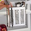 Stainless Steel Chopsticks Holder Hanging Efficient Draining Kitchen Tableware Holder Rust-Free Wall Mounted