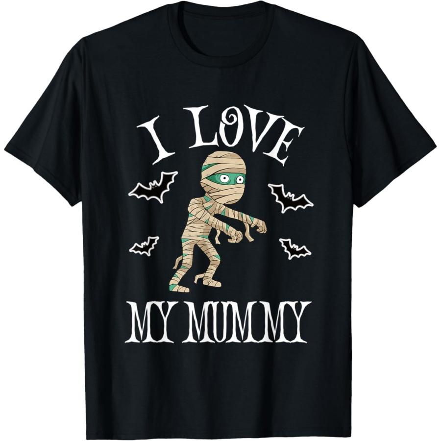 

I Love My Mummy Funny Mummy Cartoon & Bats Halloween Pun T-Shirt XXXXXL чёрный