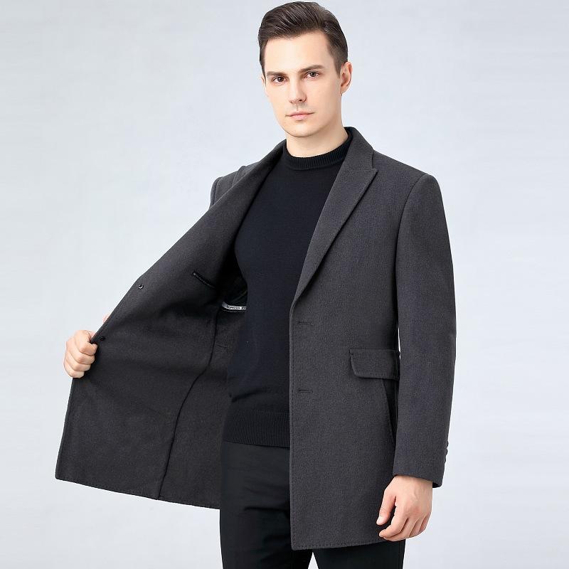 Autumn and winter men's mid-length double-sided cashmere wool coat casual suit collar coat wool wool jacket