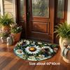 Thickened Non Slip Half Round Doormat Flower Floral Boho Door Mat Washable Absorbent Entrance Door Carpet Outdoor