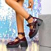 Women Lolita Shoe Platform Wear-resistant High Heels Spring Chunky Shoes Women Round Head Shallow Mouth Sneakers Women