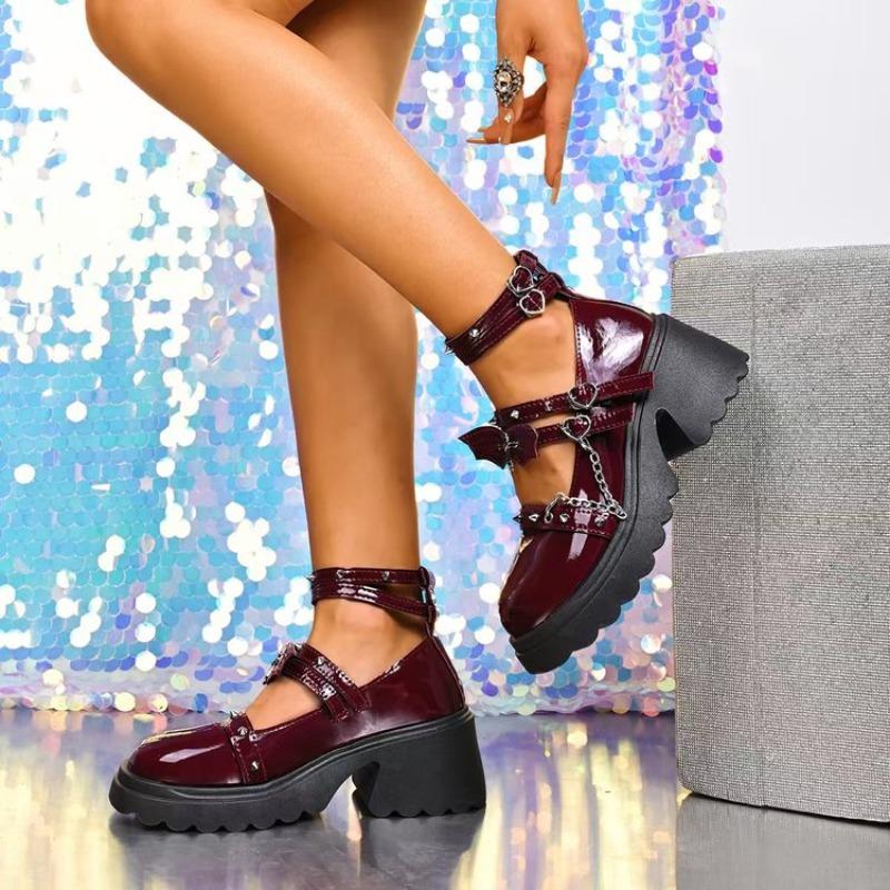 Women Lolita Shoe Platform Wear-resistant High Heels Spring Chunky Shoes Women Round Head Shallow Mouth Sneakers Women