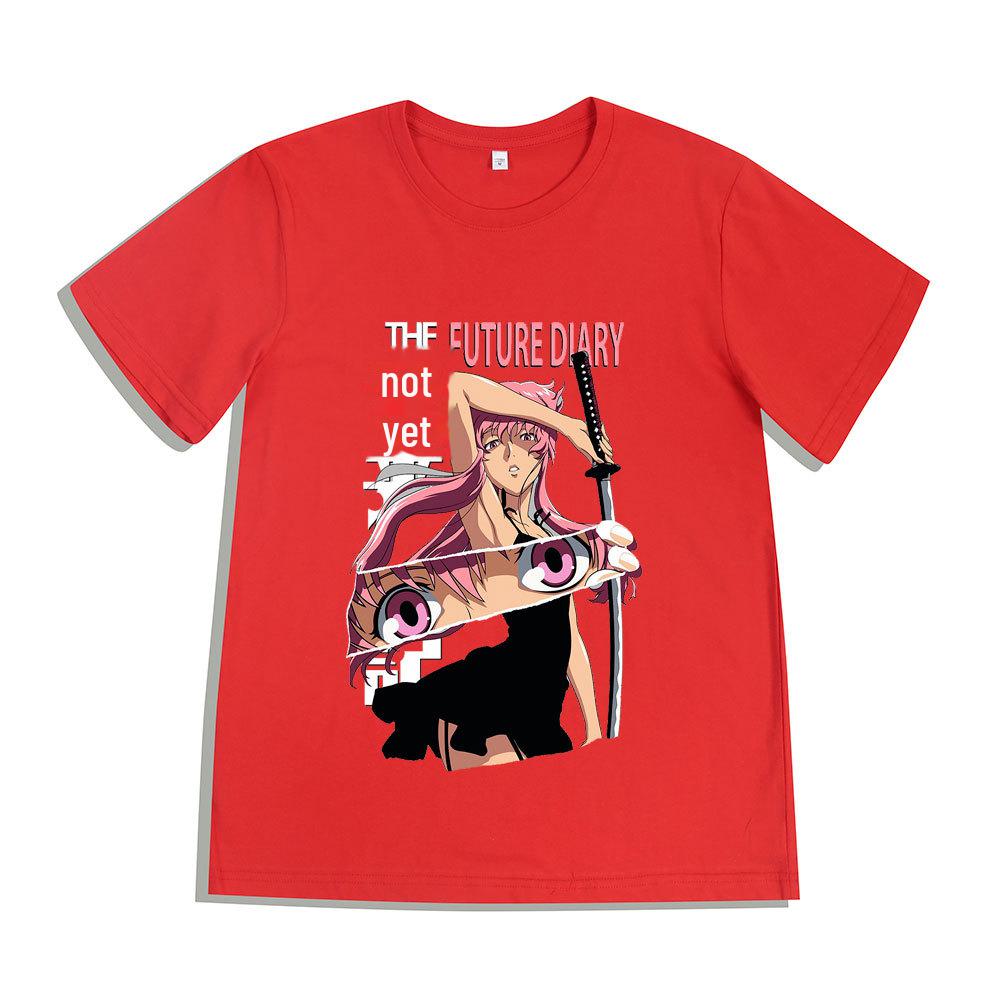 Футболка из хлопка с рисунком из аниме «Дневник будущего Агацума Юно» 2022 года — удобная, повседневная, дышащая XXXL красный