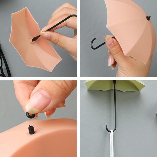 3Pcs Wall Hooks Strong Load-bearing Umbrella Shape Design Easy to Install Self Adhesive Hanger Hook Storage Organizer