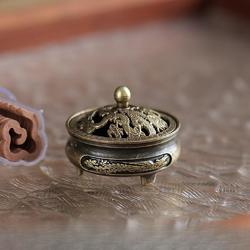 Antiker Kupfer Räucherbrenner Nicht-klebriges Pulver Kleine Glückverheißende Spiralräucherung Zuhause Innenraumduft Lang Anhaltende Aromatherapie