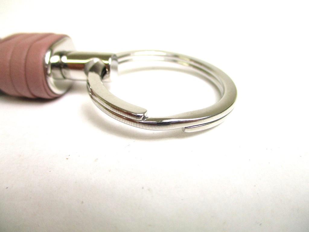 Authentic BOTTEGA BENETA Intrecciato Beige pink Leather Silver H/W Key Chain Key Holder #a328  Refurbished
