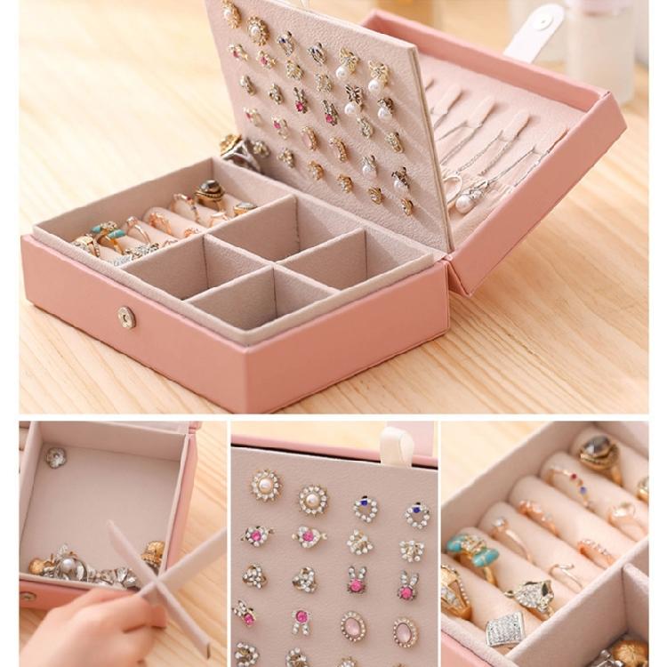 Portable Jewellery Box 2 Tier Jewellery Storage Cases Leather Jewelry for Women