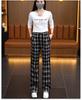Women's High-Waisted Plaid Wide-Leg Pants - Spring Slimming Casual Drape Style