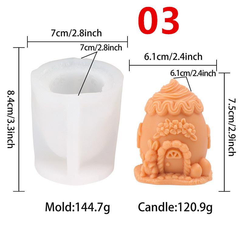 Easter Rabbit Cottage Floral Easter Egg Candle Mold DIY Egg Shells With Rabbit Cutouts Candles Soap Plaster Home Decor Gift