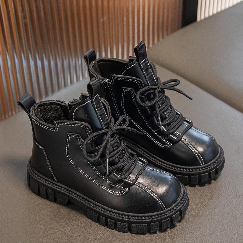 

Children s Martin Boots Autumn and Winter 2025 New Girls Soft Sole Single Boots Boys Short Boots Fashion Small Yellow Boots Girls Leather Boots 26-31 yards, 6 pairs in one hand чёрный