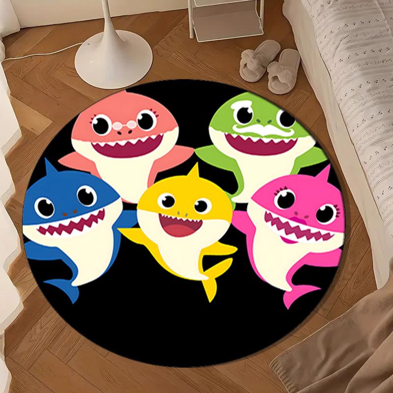 Cartoon Shark Dance Party Round Rug for Livingroom,Bedroom, Palyroom, Chair Rug, Area rug, Circle Carpet, Large Size Fan Christmas gift