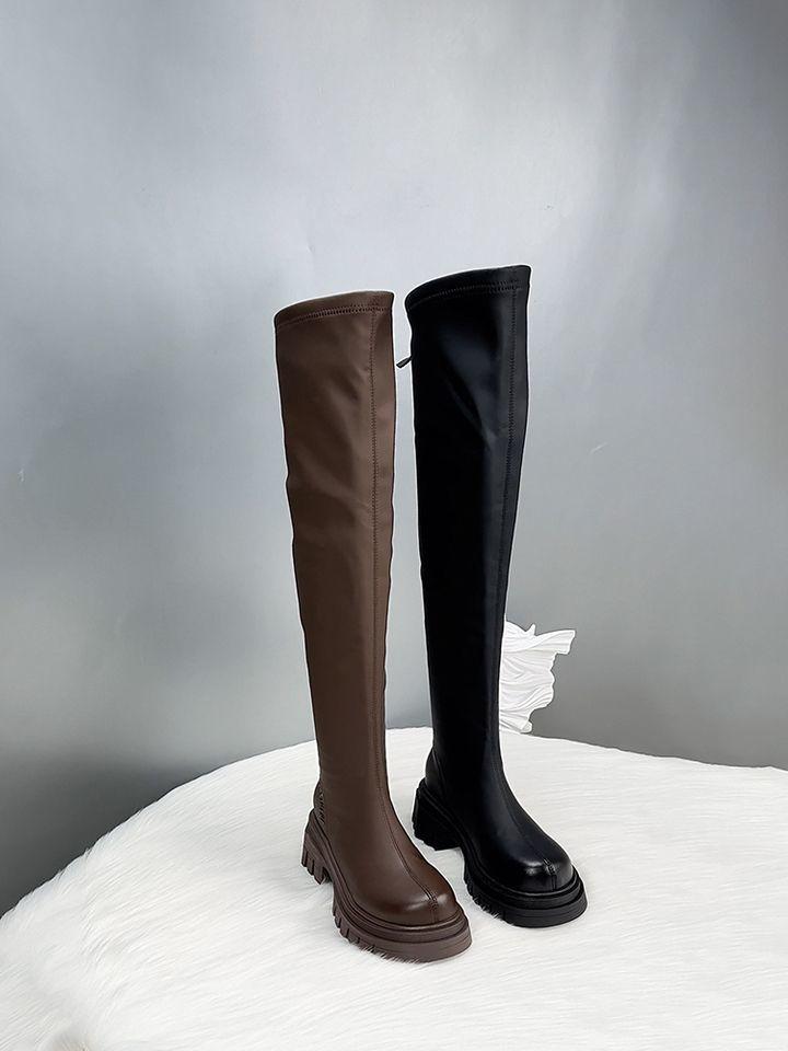 Long boots for women 2026 new autumn and winter season Meilad style slimming and elastic knee high thick soled knight boots