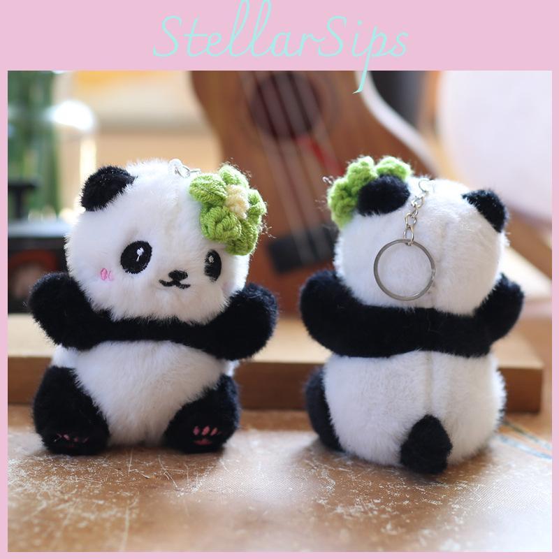 Plush Panda Toy Keychain Lightweight Filling School Travel Backpack Decoration