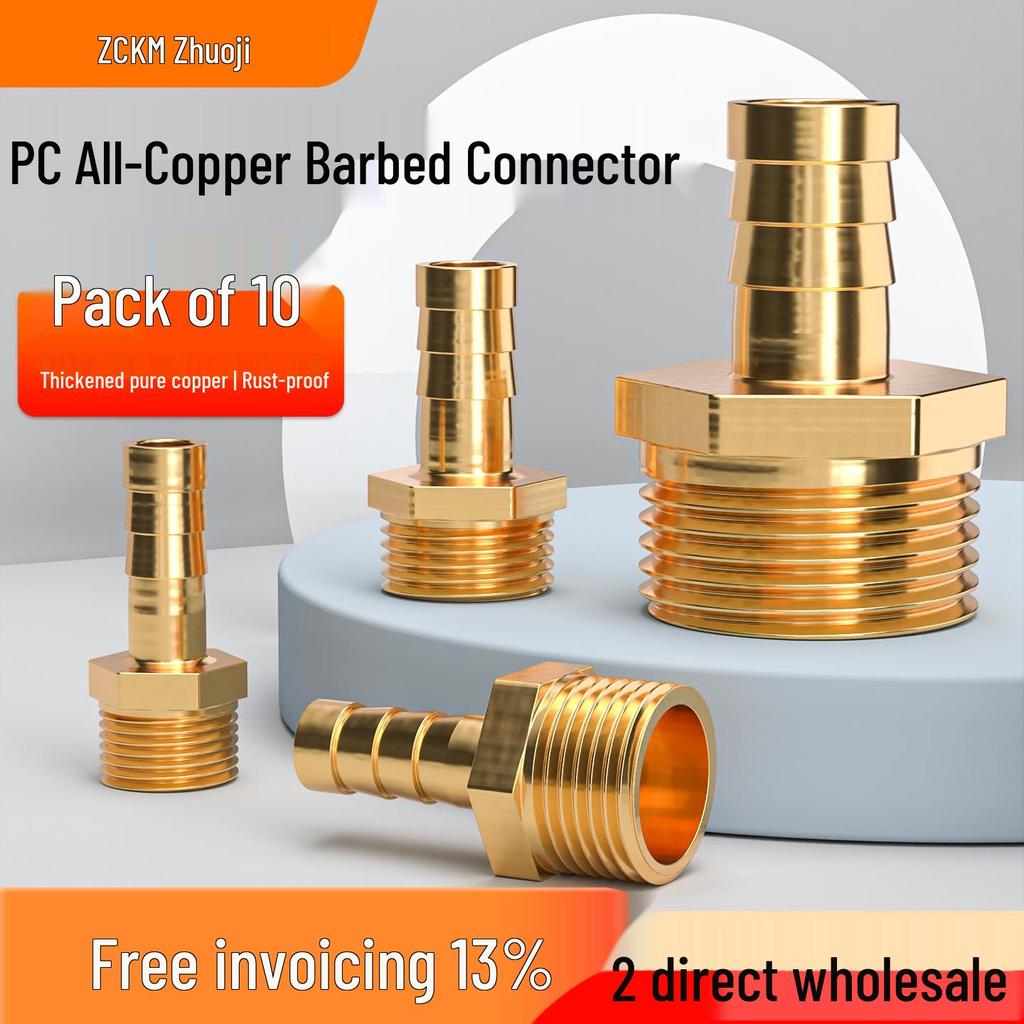 Zhuo Ji Brass Pagoda 4" Male Thread Joint for Air, Gas, Oil, and Water Pipes