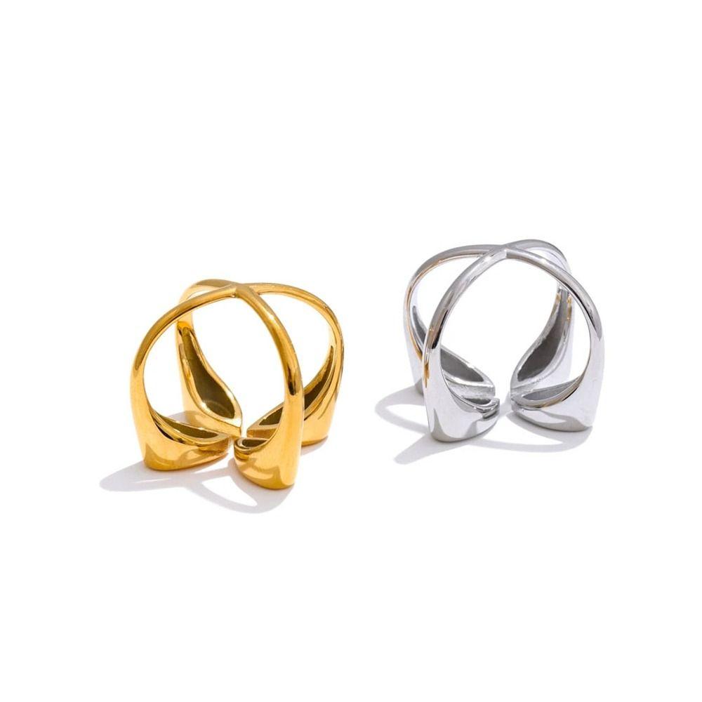 Adjustable Open Ring Gold Minimalist Accessory Finger Ring for Women's Daily Outfit
