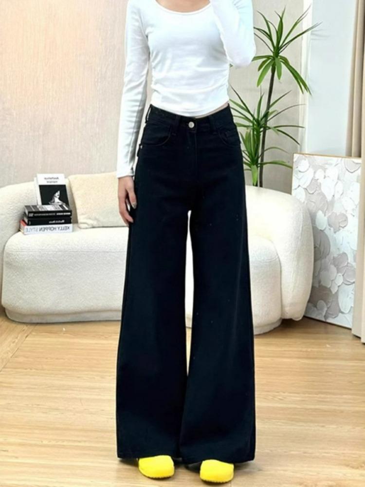 

Удобные белые джинсы микроклеш с высокой посадкой женские осенние простые широкие прямые стройнящие повседневные прямые длинные брюки длинные джинсовые брюки 4XL