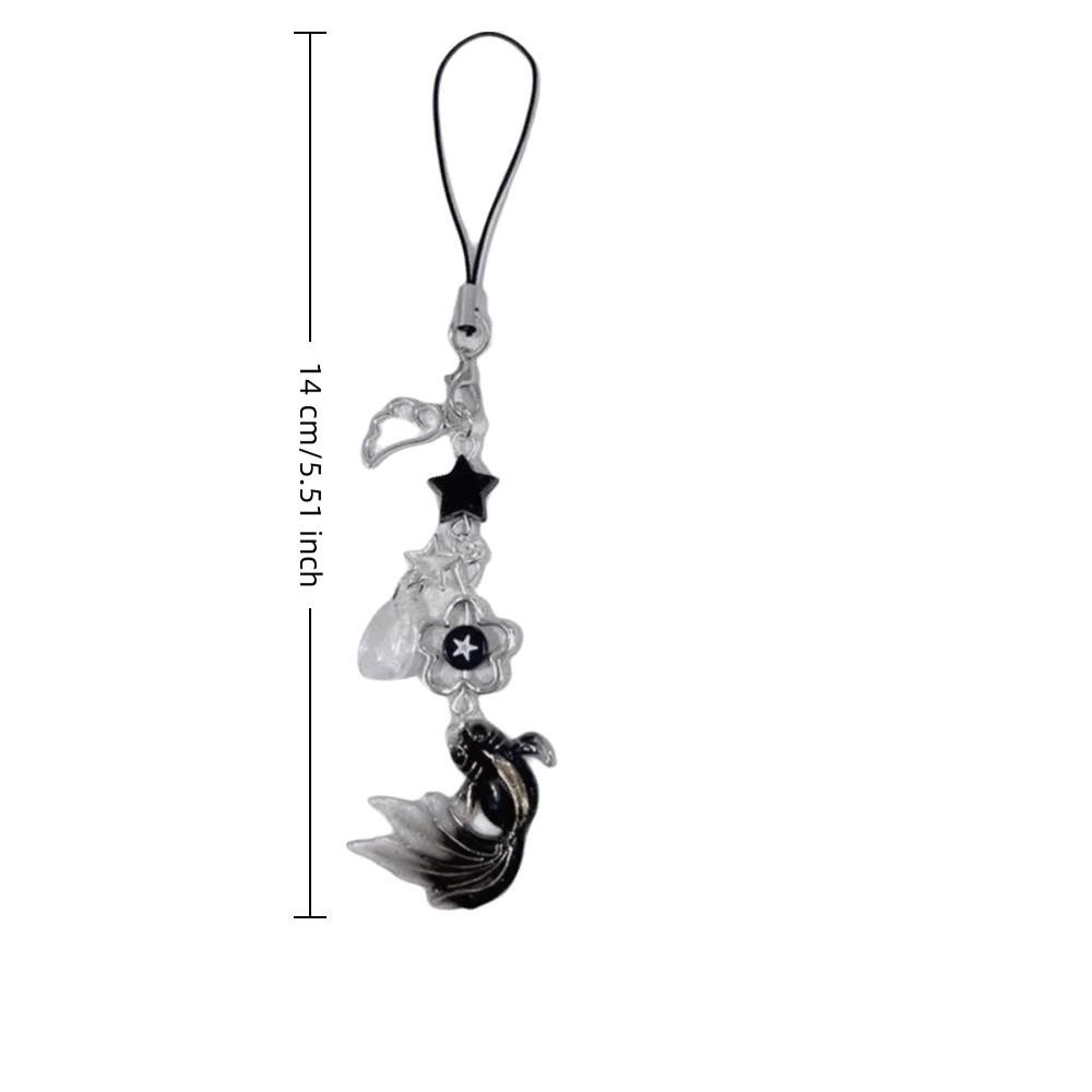 Simulation Fish Mobile Phone Chain Crystal Beads Beaded Keyring Keychain Charms Festival