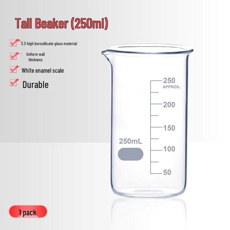 Shitai Tall Form Borosilicate Glass Beaker, 250ml