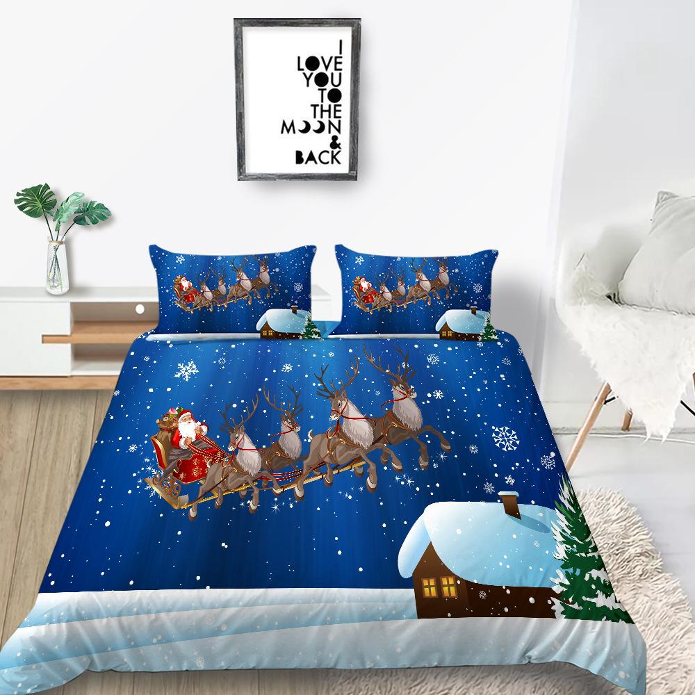 Quilt Cover Pillowcase Two Or Three-Piece Christmas Gift Series Polyester 3D Digital Printing